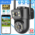 8MP 4K Wifi IP Camera Dual Lens Dual Screens Outdoor Surveillance Camera Black Human Detection Night Vision ICSEE Security CAM