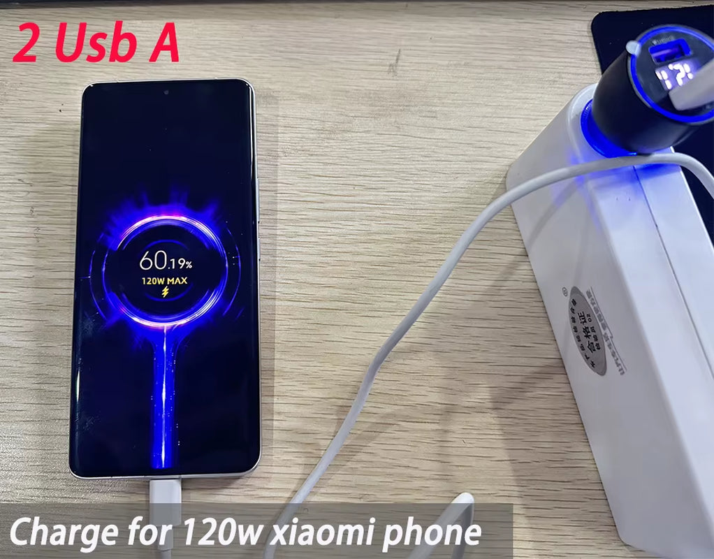 Usb Charger Car 120W 20V 6A Turbo Charge 67W 90W Auto Chargers Phones Xiao Mi 15 13T 14 Ultra Poco X5 F4 Redmi Note 12T